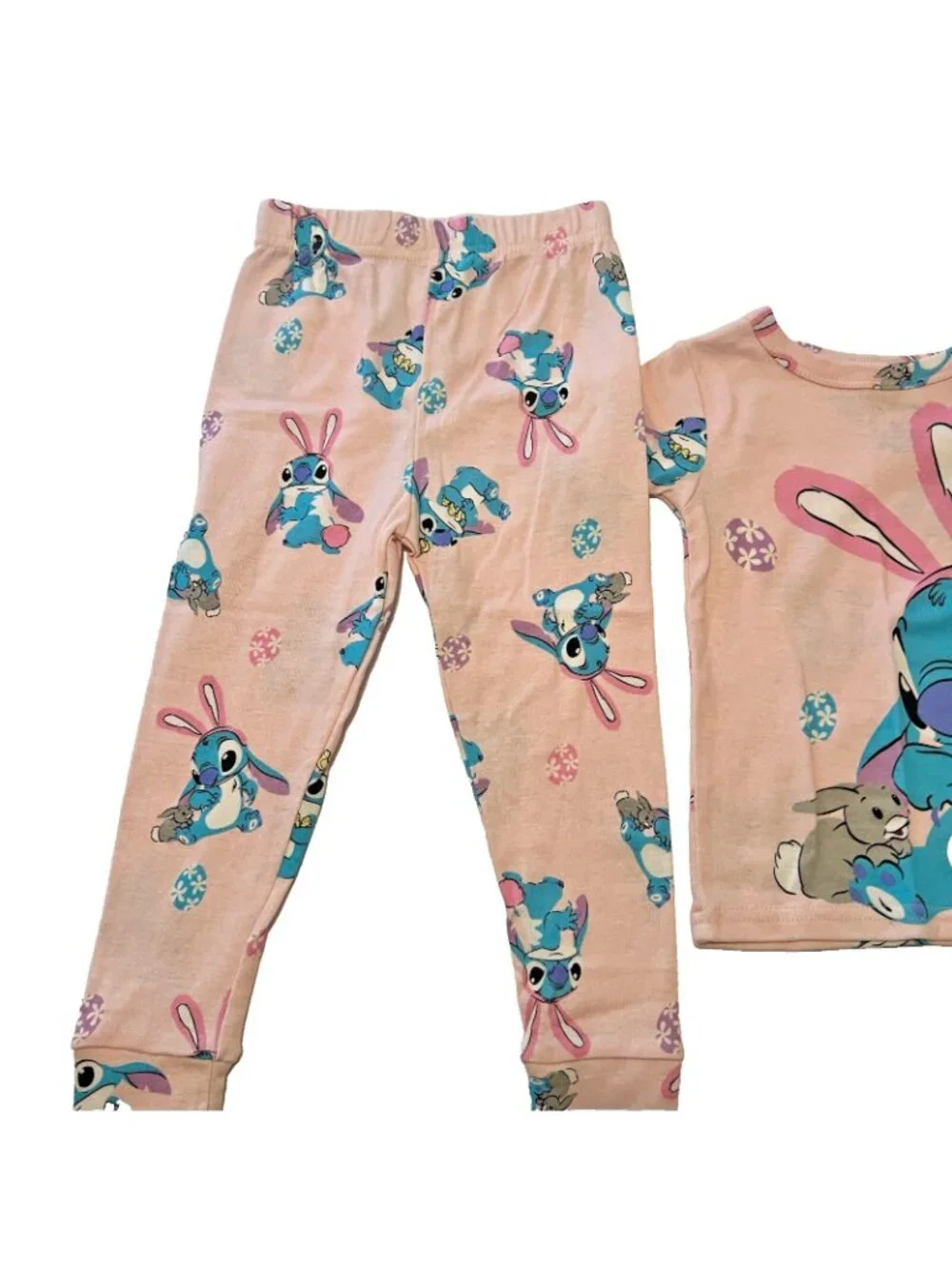 Disney Stitch Pink Easter Bunny Kids Pajamas Sz 3T
